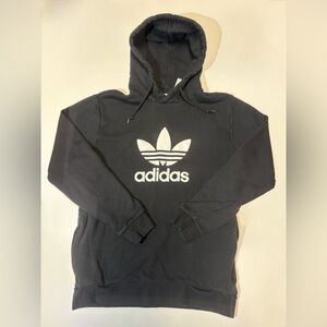 Adidas Medium Black and White Logo Hoodie Zipper Pockets